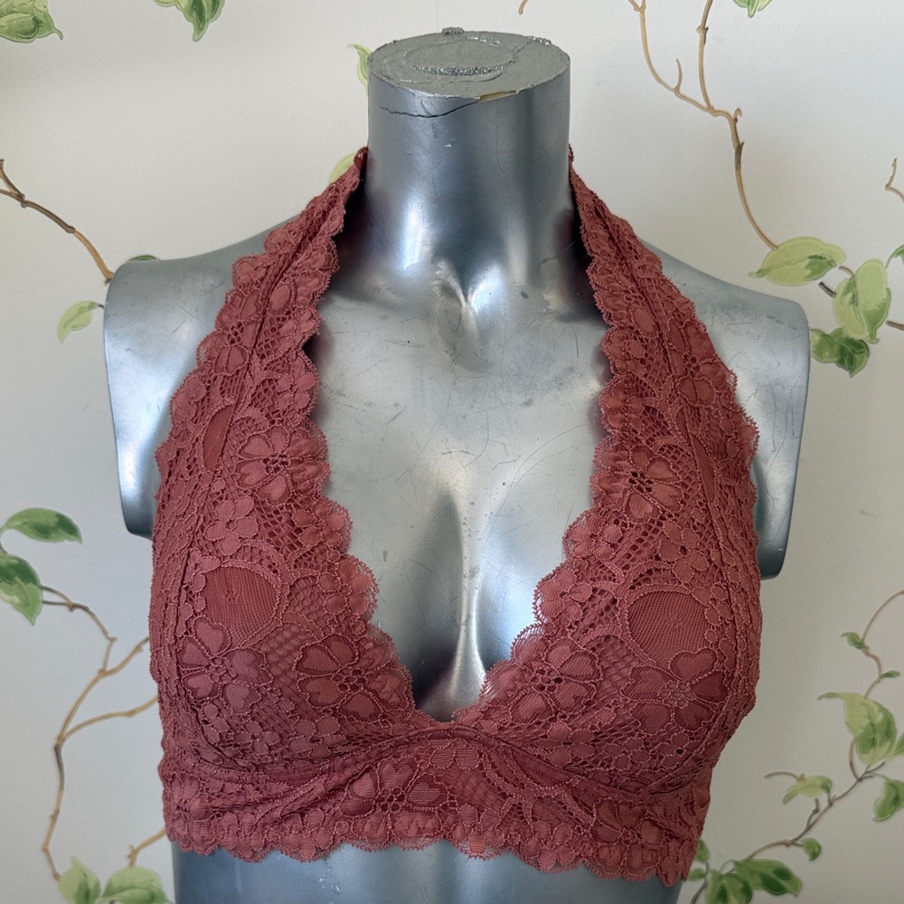 Free People Rust Lace Halter Bralette